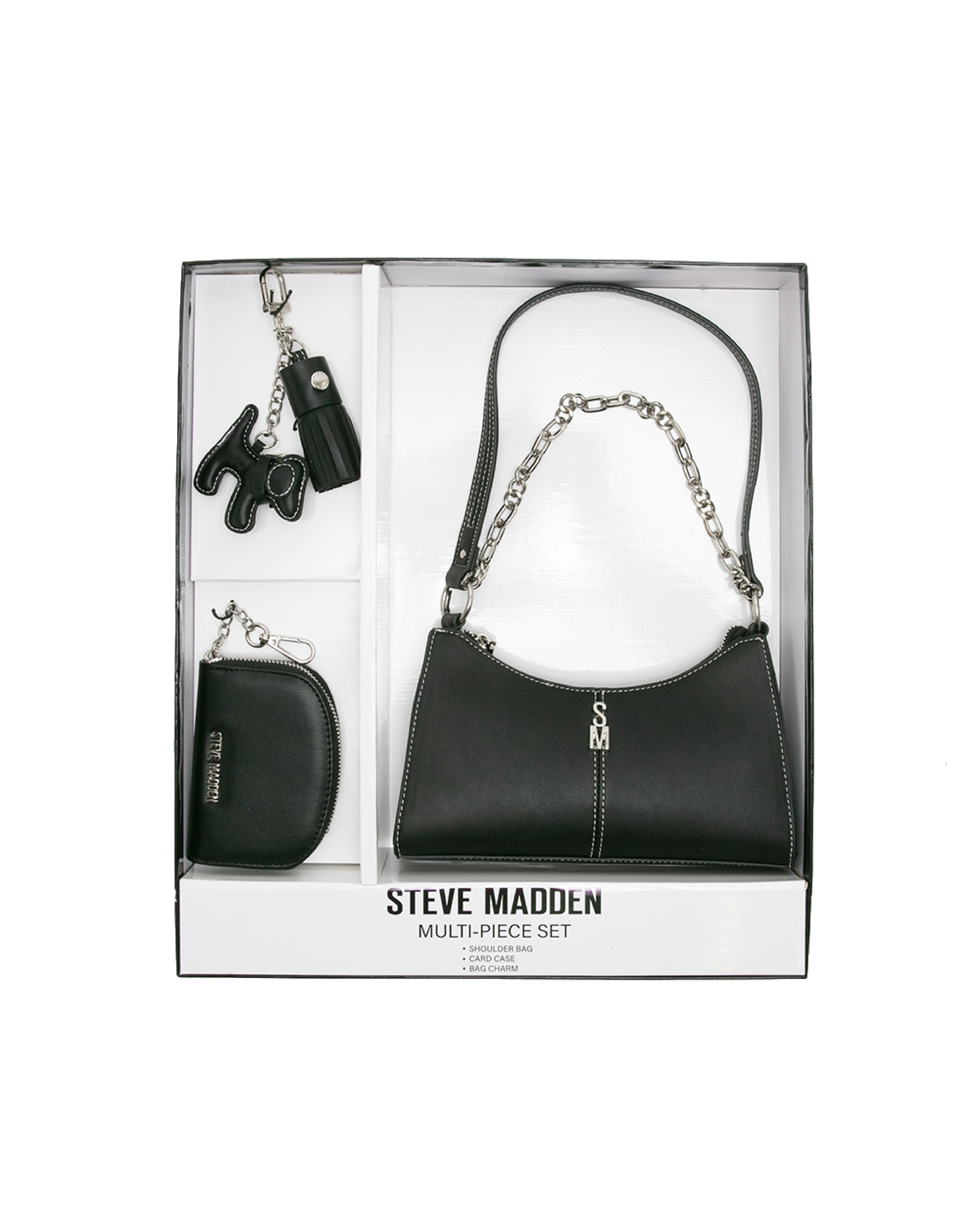 【線上獨家禮盒】雙背帶腋下包/零錢包三件禮盒組-黑色