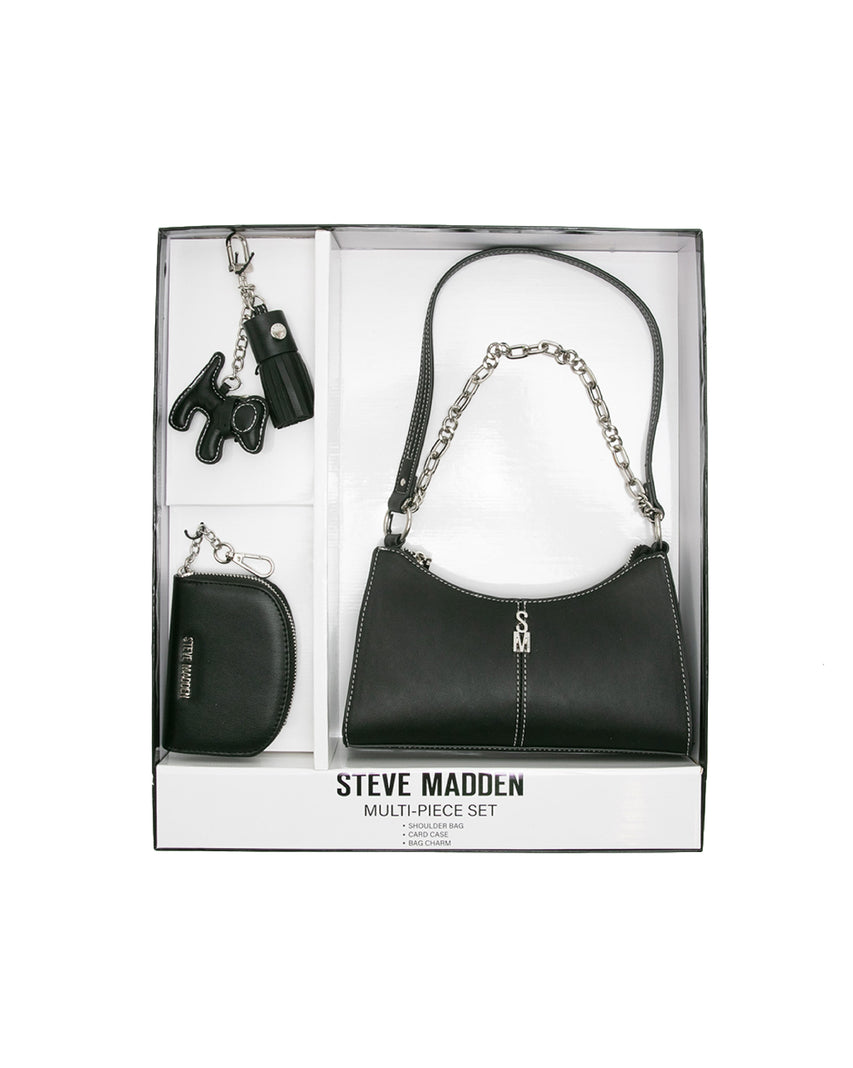 【線上獨家禮盒】雙背帶腋下包/零錢包三件禮盒組-黑色