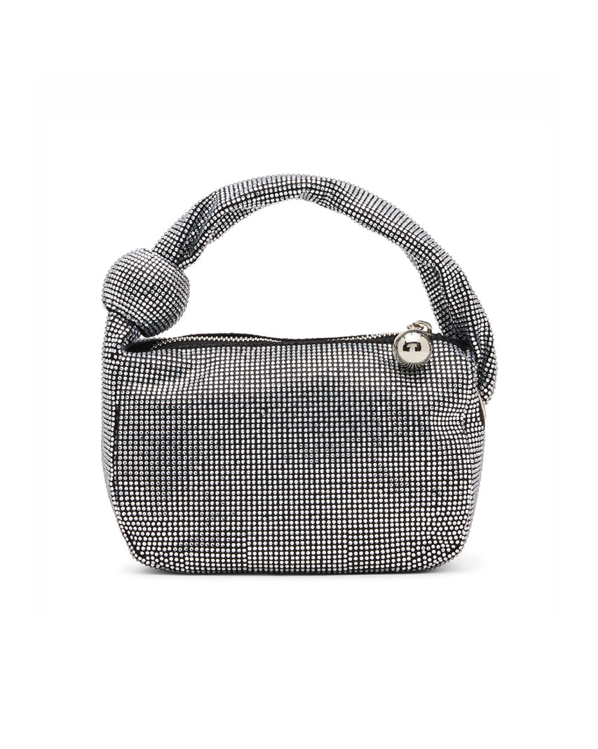 BSPARKLY 奢華鑽面圓形結飾手提包-銀色