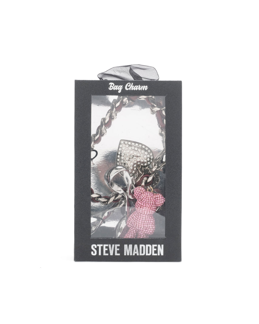 BBEAR-C 閃鑽小熊蝴蝶結愛心吊飾-粉紅色