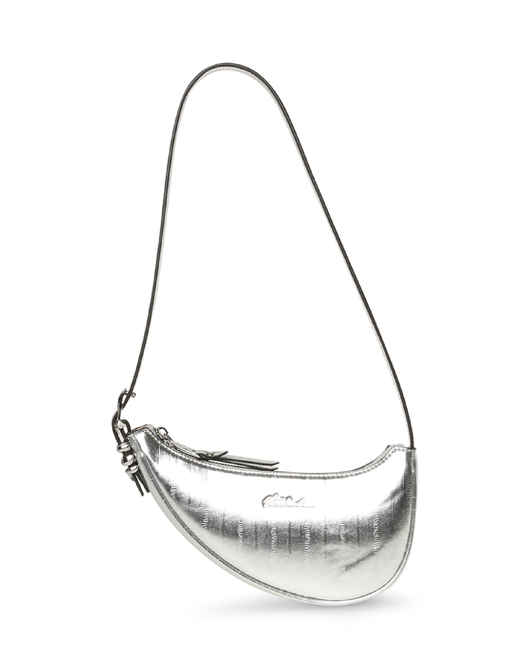 【線上獨家款】BICY-E 輕奢素面馬鞍肩背包-銀色