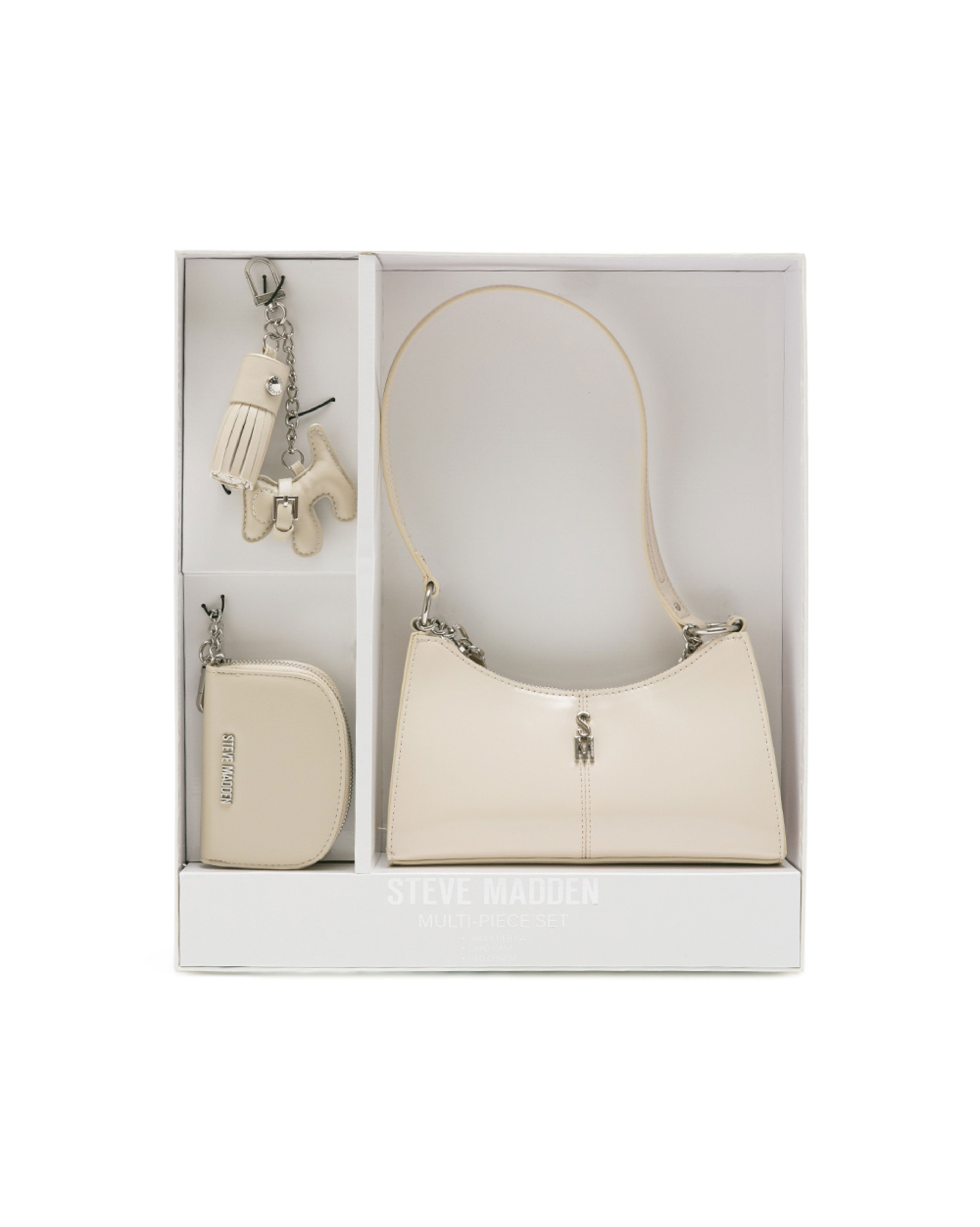 【線上獨家禮盒】雙背帶腋下包/零錢包三件禮盒組-米色