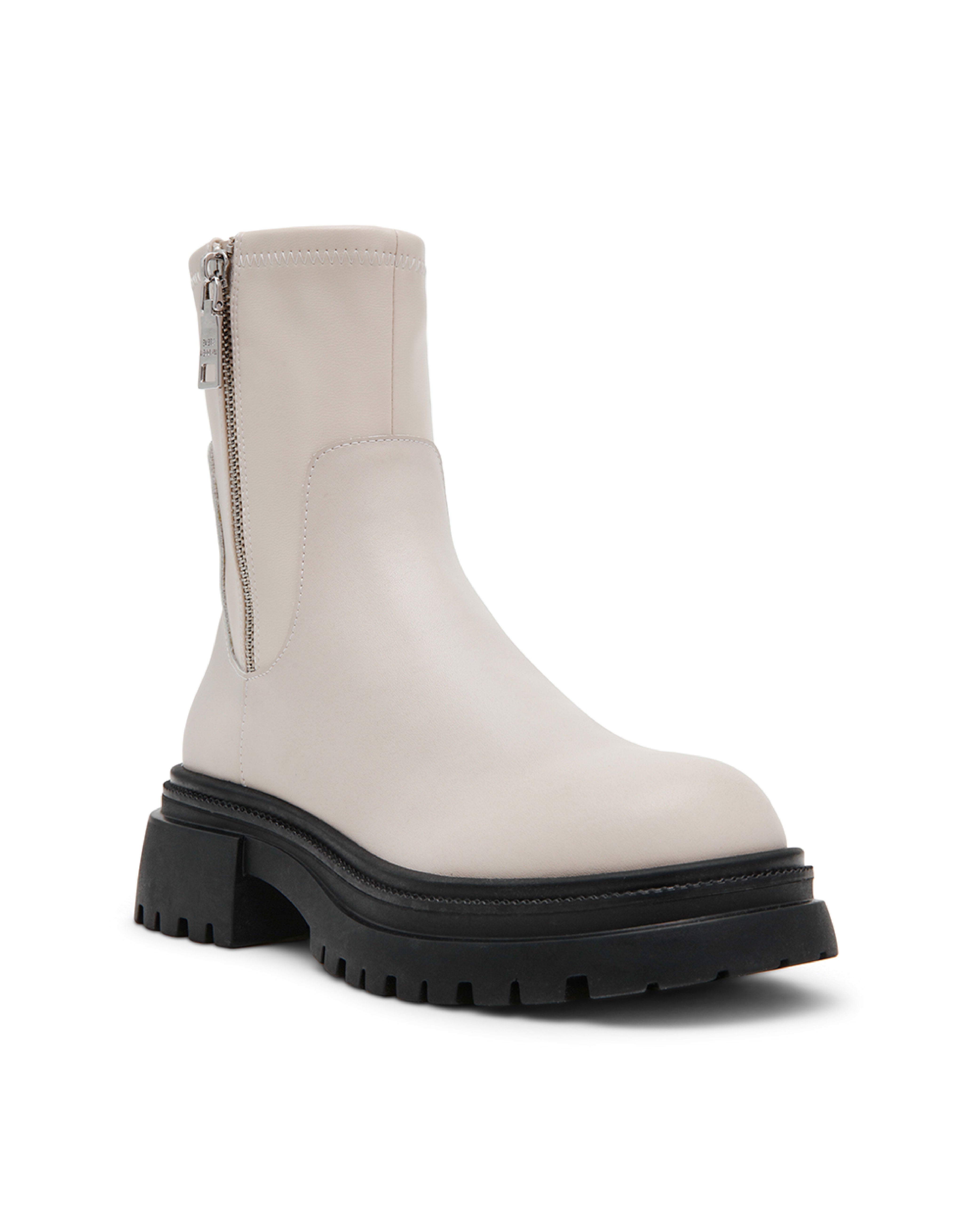 ROADMAP 率性素面厚底中筒靴-米色