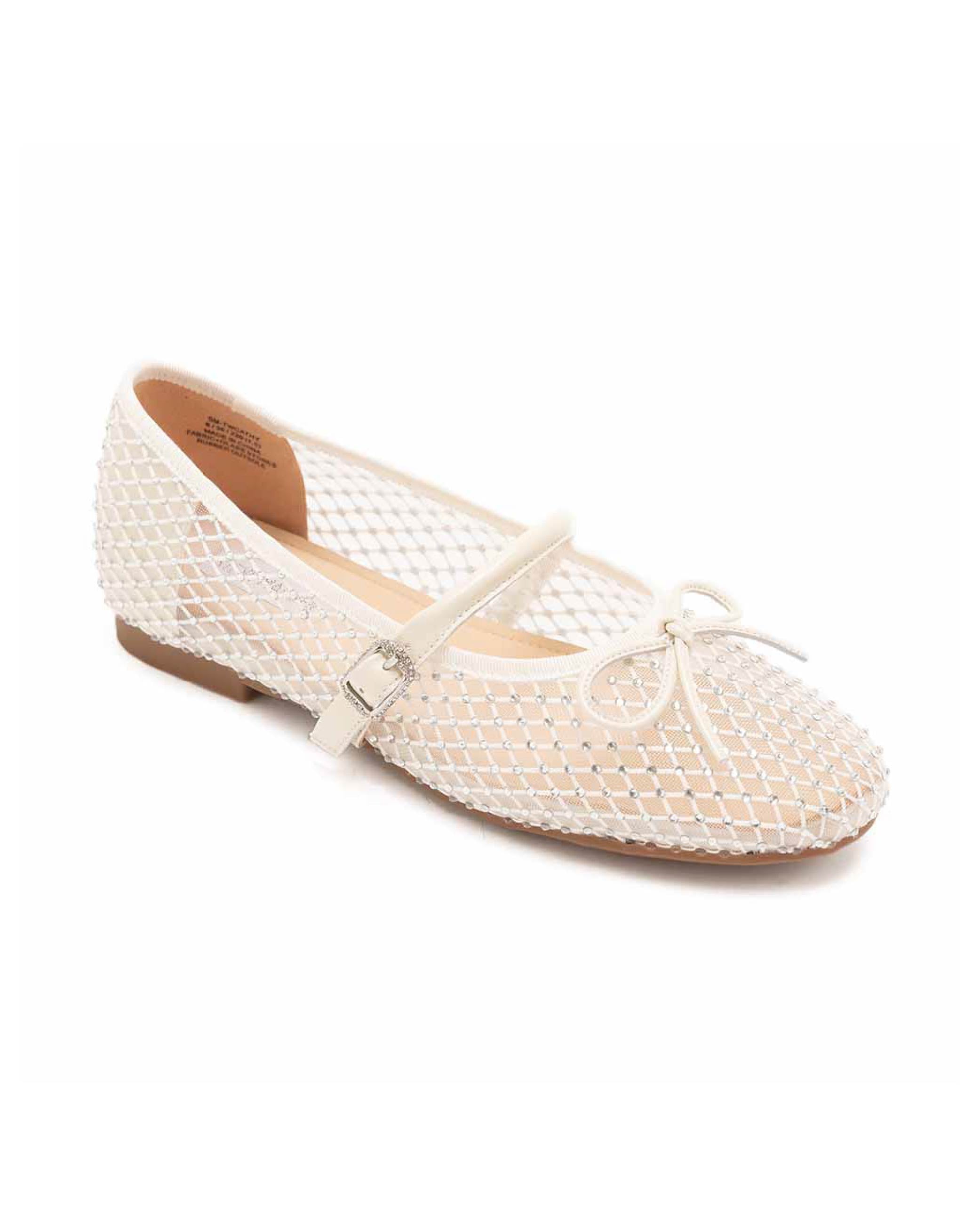 TWCATHY 奢華閃鑽透膚瑪莉珍鞋-白色