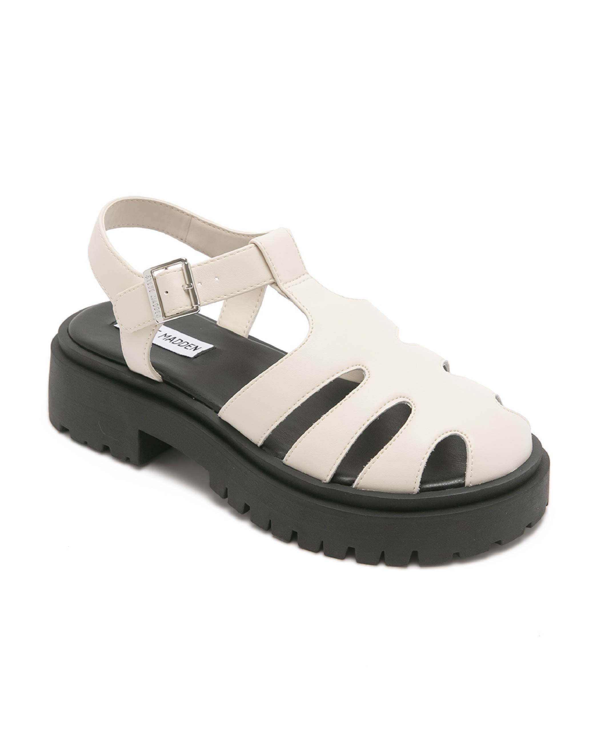 MINSK 經典素面羅馬厚底涼鞋-白色