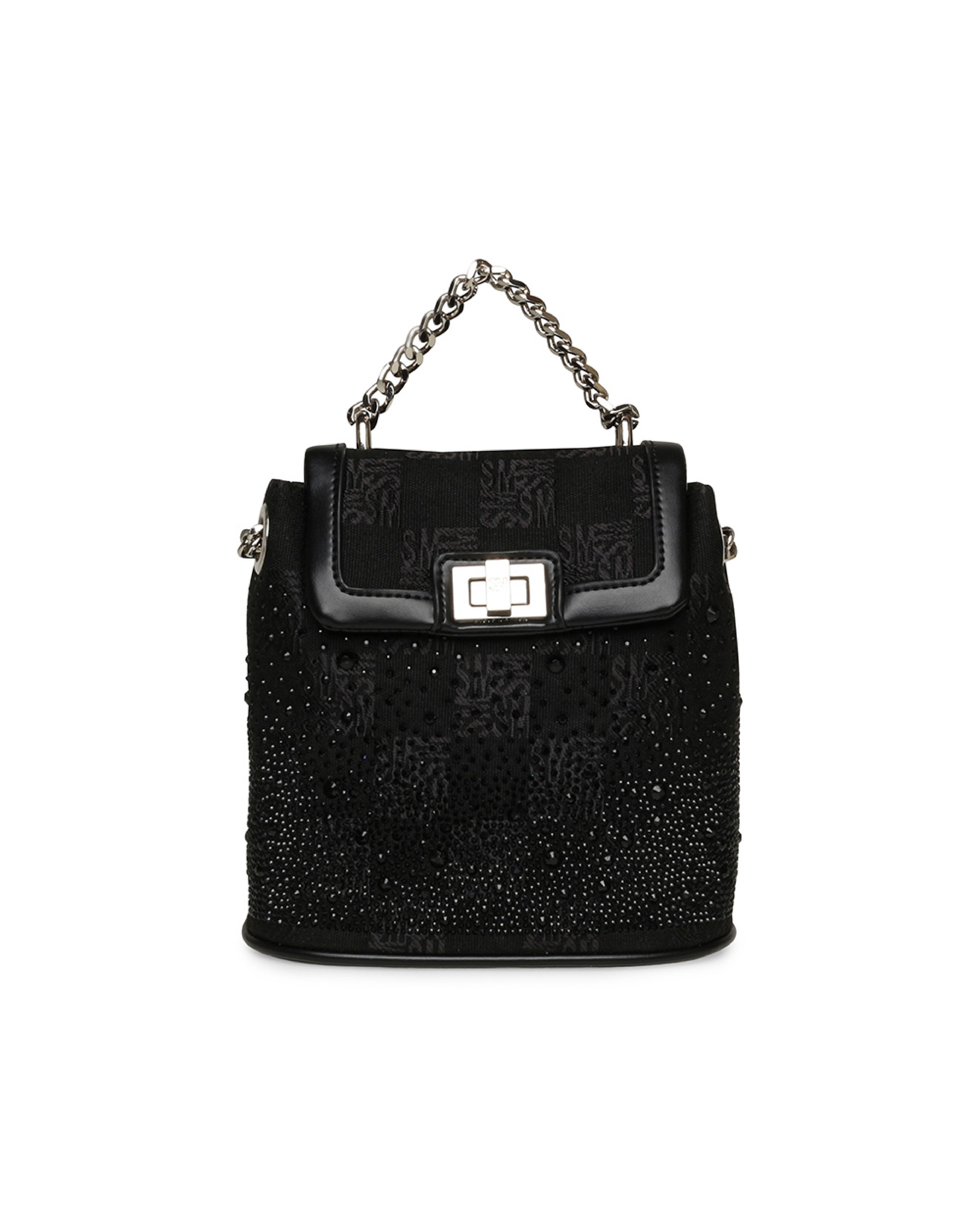 【線上獨家款】BBROOKS-12 低調閃鑽鏈帶小後背包-黑色