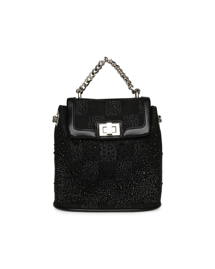 【線上獨家款】BBROOKS-12 低調閃鑽鏈帶小後背包-黑色