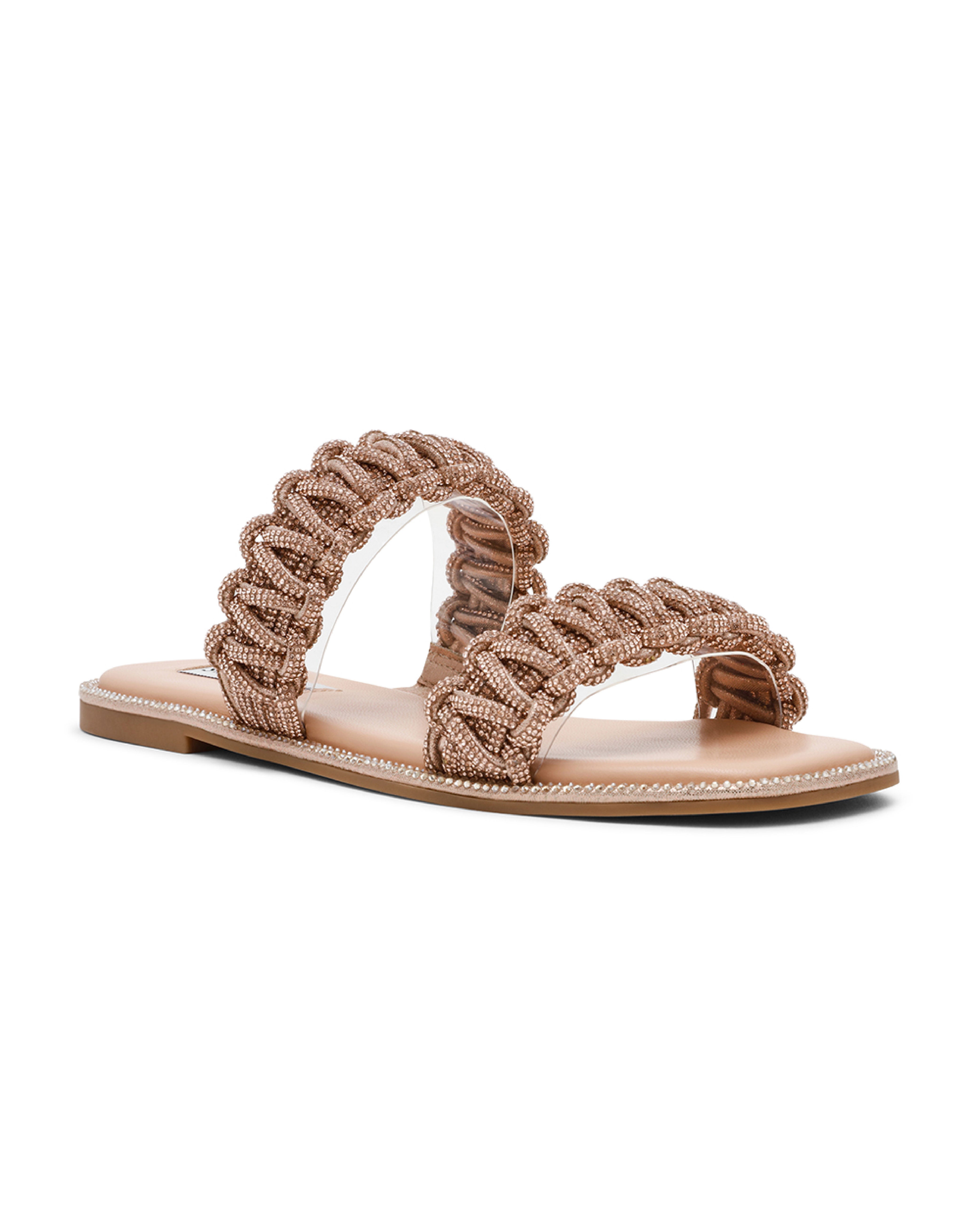 NYSSA 奢華閃鑽編織雙帶拖鞋-金色