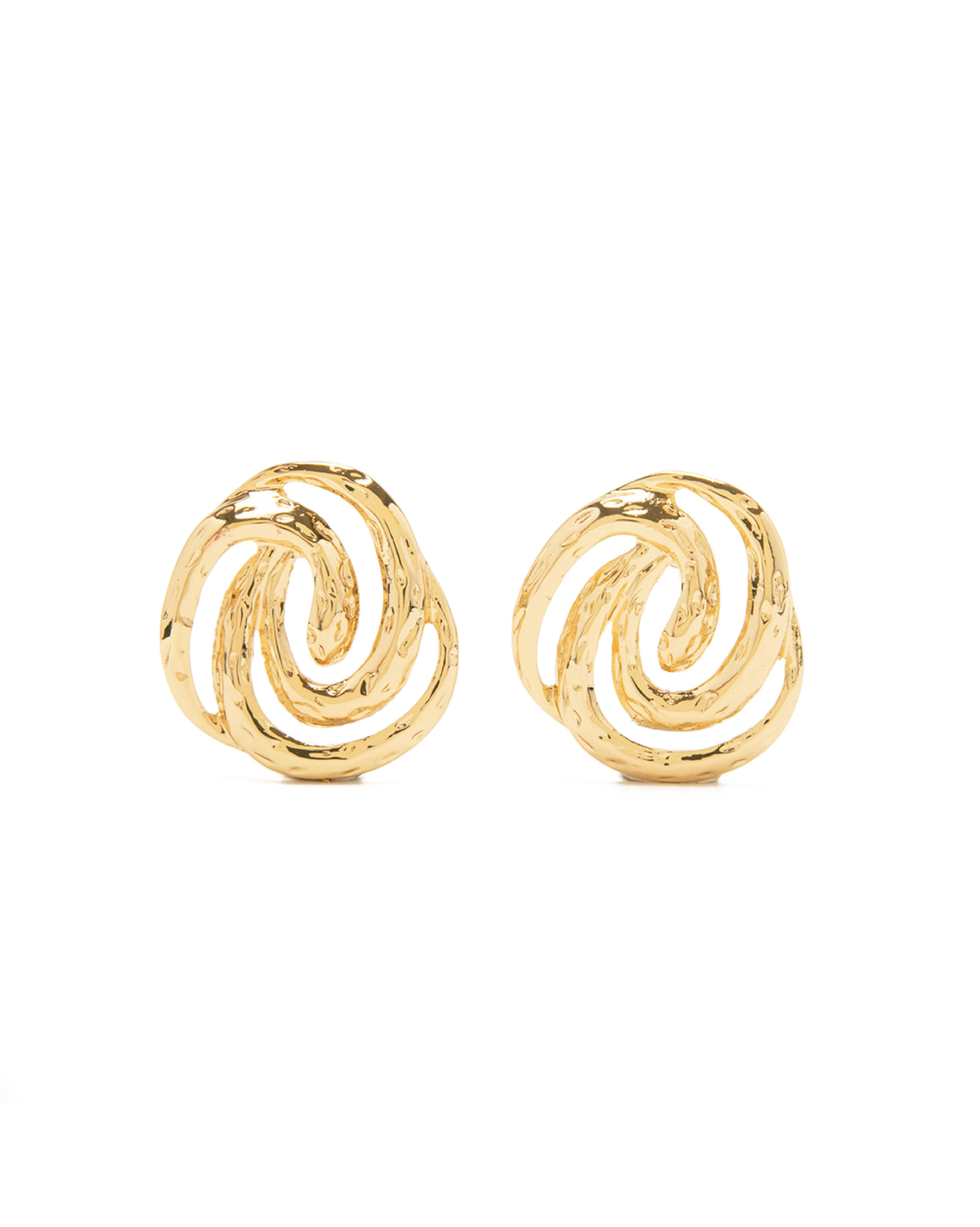 質感雙螺旋線條耳環-金色