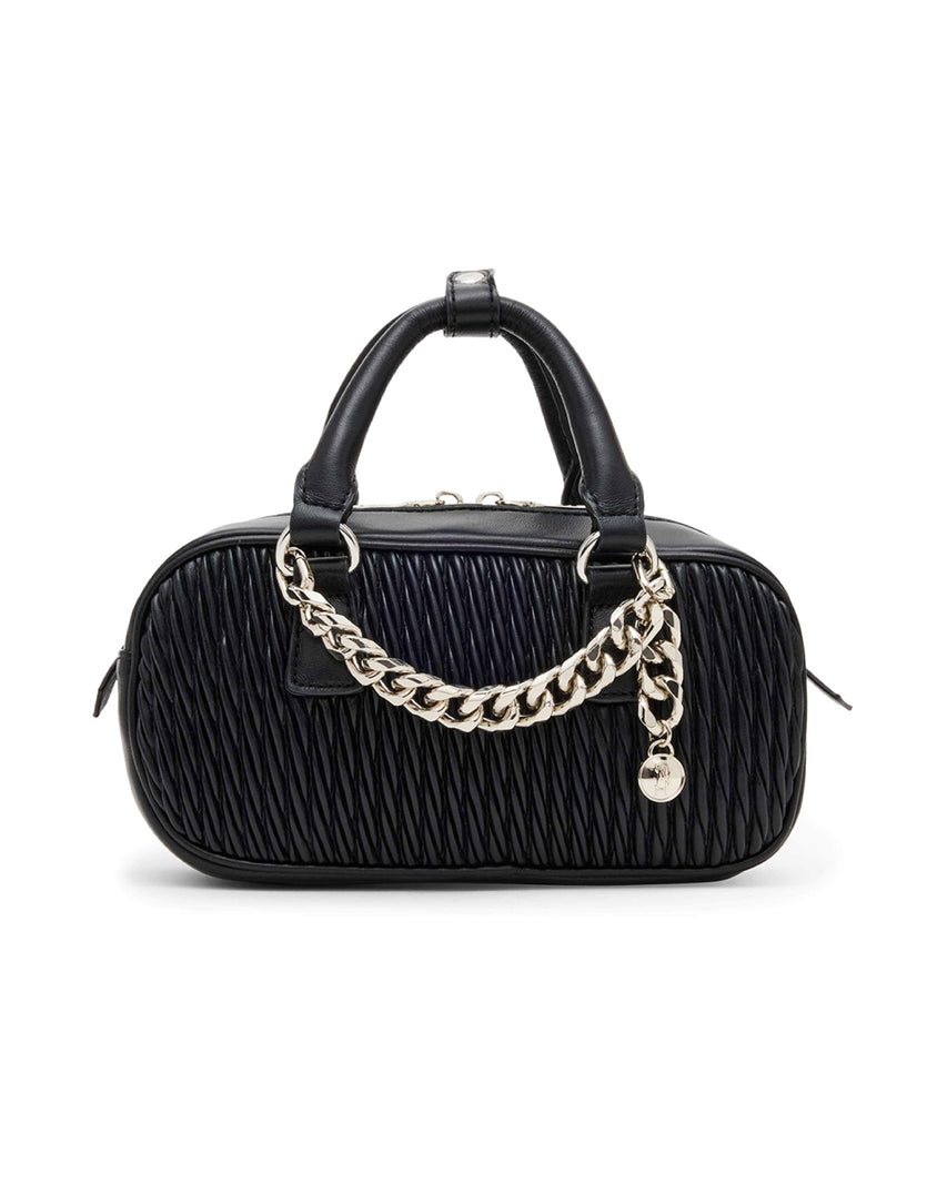 BEMILIEE 編織抓皺小法棍包-黑色