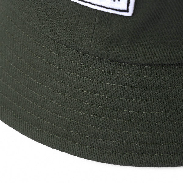 Square Embroidered Bucket Hat - Dark Green