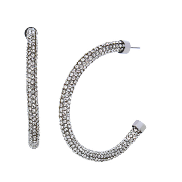 Silver Diamond Post Earrings (Large) - Silver