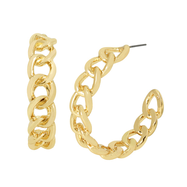 Chunky Chain Post Earrings - Gold