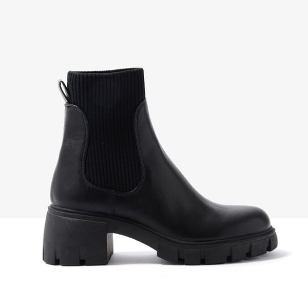 HAYL-L Chelsea Platform Sock Boots - Black
