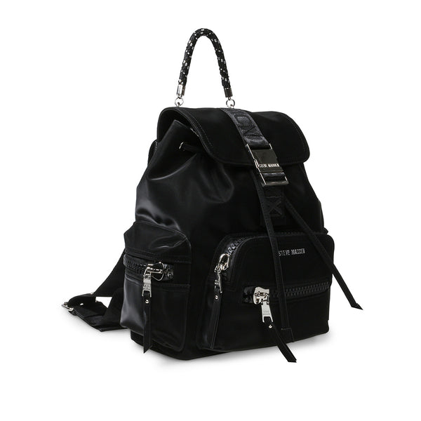 BWILDER Large Capacity Silver Buckle Casual Backpack - Black