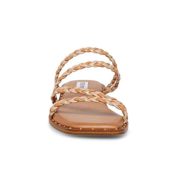 STARIE-S Braided Cross Strap Sandals-Brown