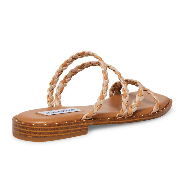STARIE-S Braided Cross Strap Sandals-Brown