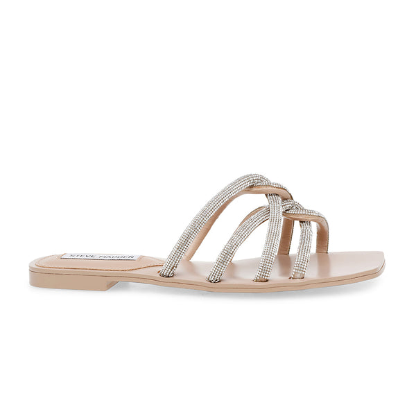 PRIMAL diamond cross strap flat sandals - apricot pink