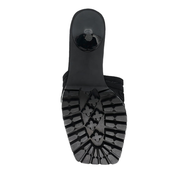 MORPHED Woven Square Toe Stiletto Sandals - Black