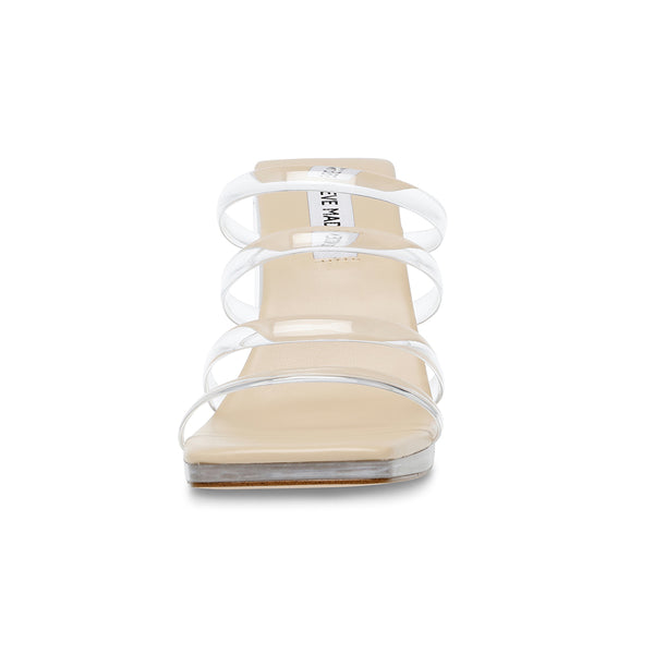 LUCITE four-strap square toe chunky heel sandals and slippers - transparent apricot