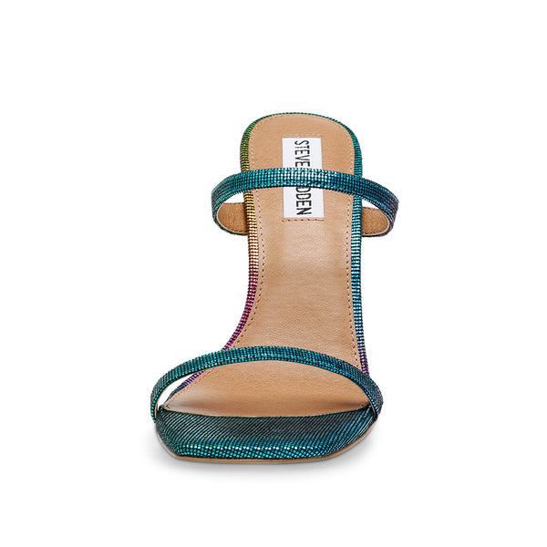 LUNAH Woven Square Toe Double Strap Sandals - Colorful Green