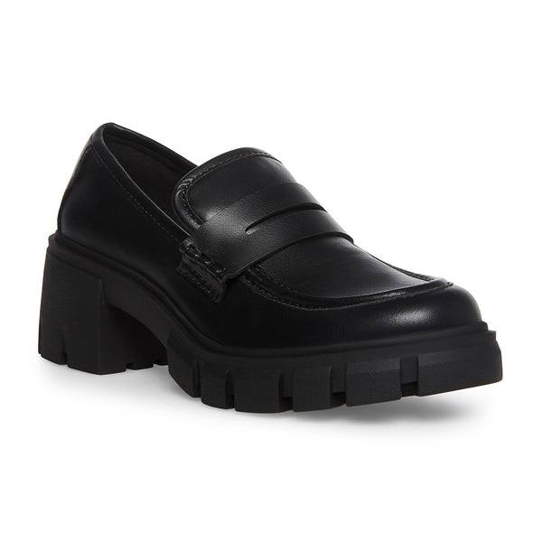 HUMPHREY Plain Leather Platform Loafers - Black