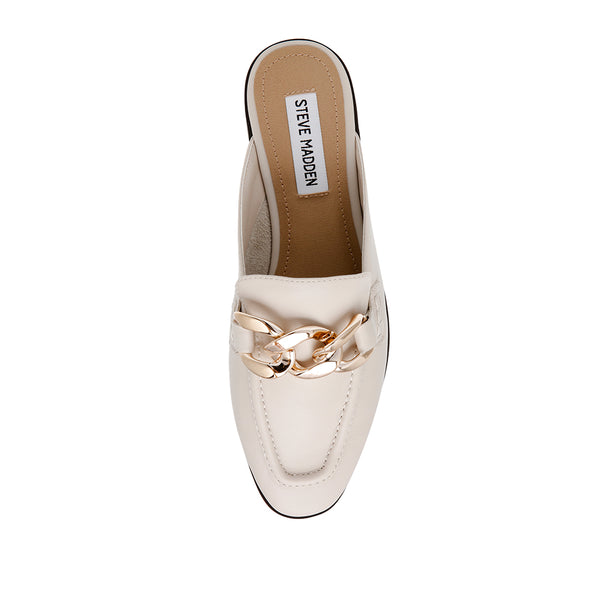 CALLY Gold Leather Mule Slippers - Beige