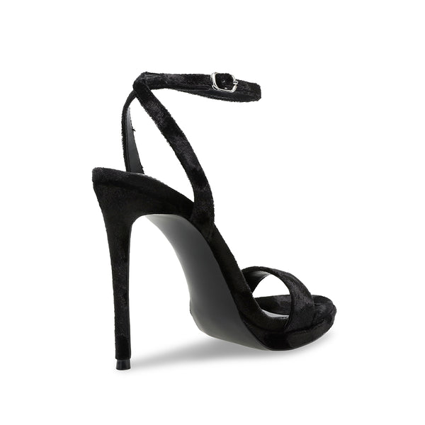 WORDLY Stiletto Sandals with Wrapped Ankle - Velvet Black