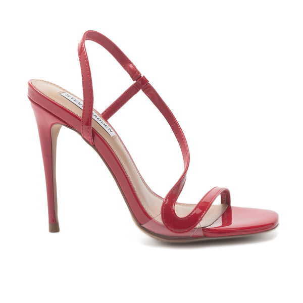 NATALIA square toe S-shaped ankle high heels - red