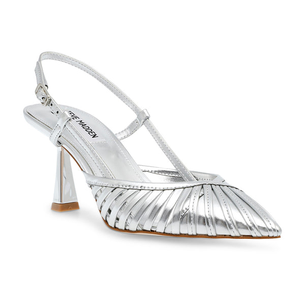 LITEHOUSE Basket Hollow Pointed Toe Wraparound Low Heels - Silver