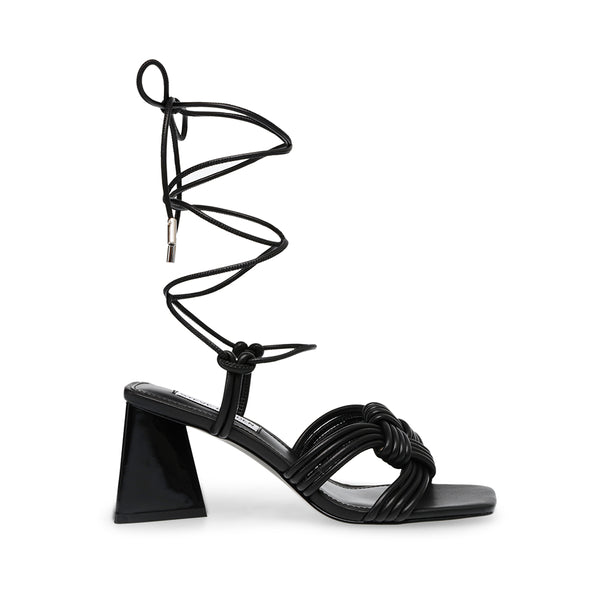 MIRAYA Braided Square Toe Block Heel Roman Shoes - Black