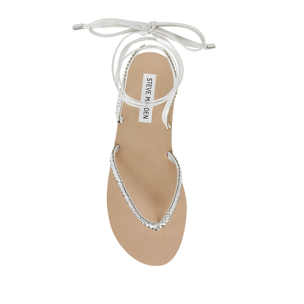 DENZELLE Angled Roman Flat Sandals - Silver