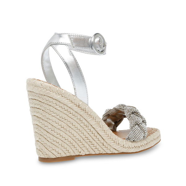 NOVAH-R Diamond Woven Wedge Sandals - Silver