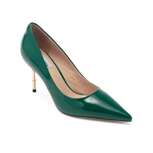 CAROL mirrored gold tube heel pointed high heels - green