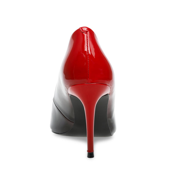 LILLIE Gradient Plain Pointed Toe Stiletto High Heels - Black Red