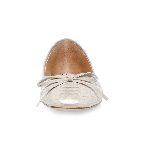QUEENLY Bow Snake Flats - Beige