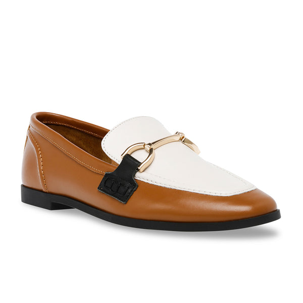 CARRINE Horsebit Leather Loafers - Stitching Brown