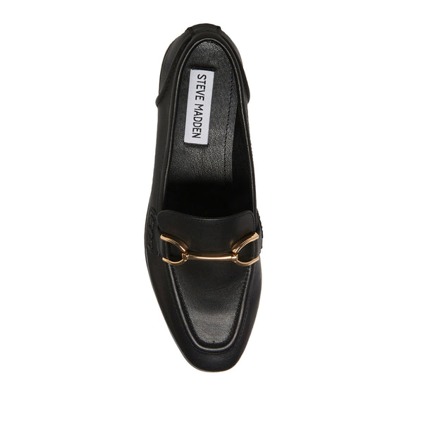CARRINE Horsebit Leather Loafers - Black