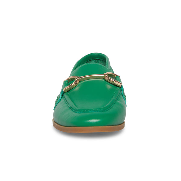 CARRINE Horsebit Leather Loafers - Green