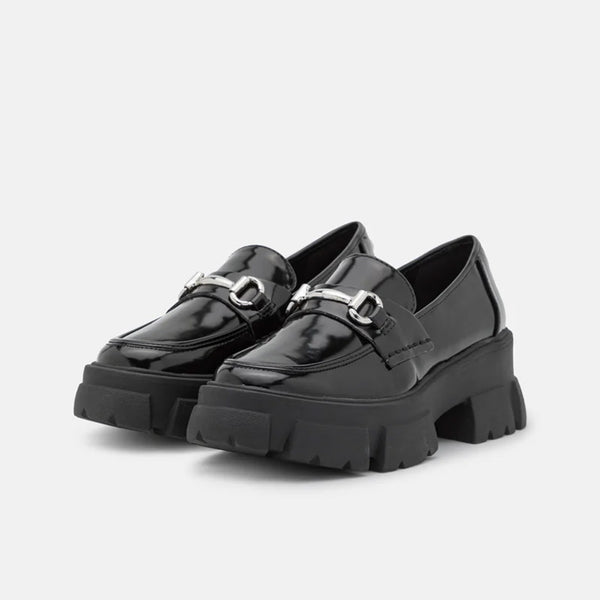 TRIFECTA 馬銜釦厚底皮鞋-黑色