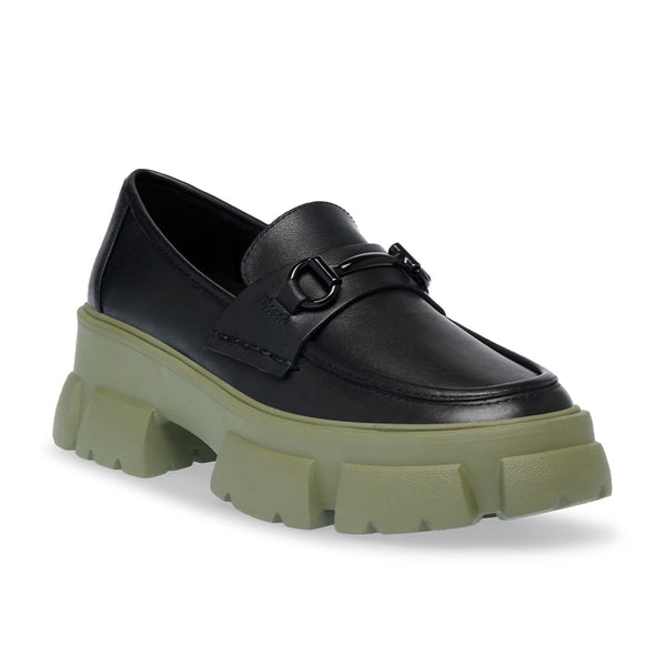 TRIFECTA Horsebit Platform Shoes - Black Green