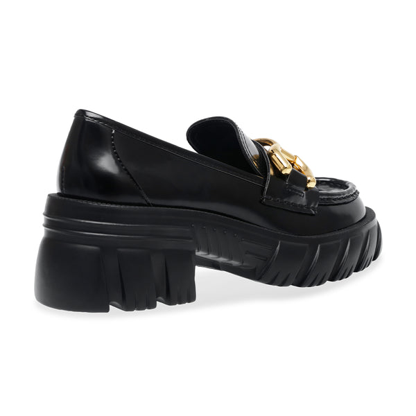 ON SET Gold Horsebit Platform Loafers-Black