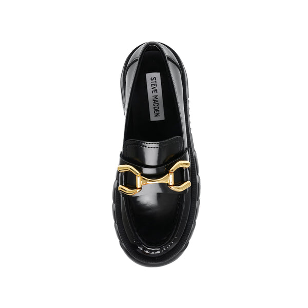 ON SET Gold Horsebit Platform Loafers-Black