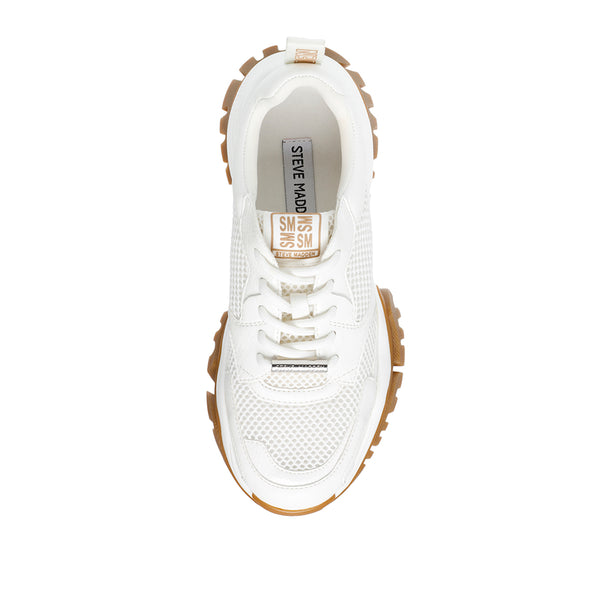 TRILLING Paneled Mesh Sawtooth Platform Casual Shoes-White