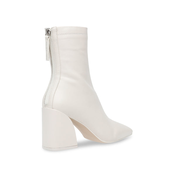 CRITICAL Back Zipper Small Square Toe Chunky Heel Boots-Off-White