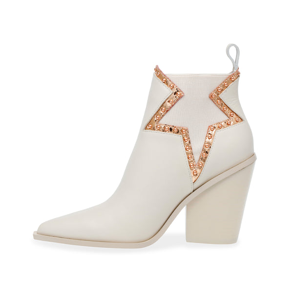 TOP SHOT Pentagonal diamond chunky heel pointed boots - beige