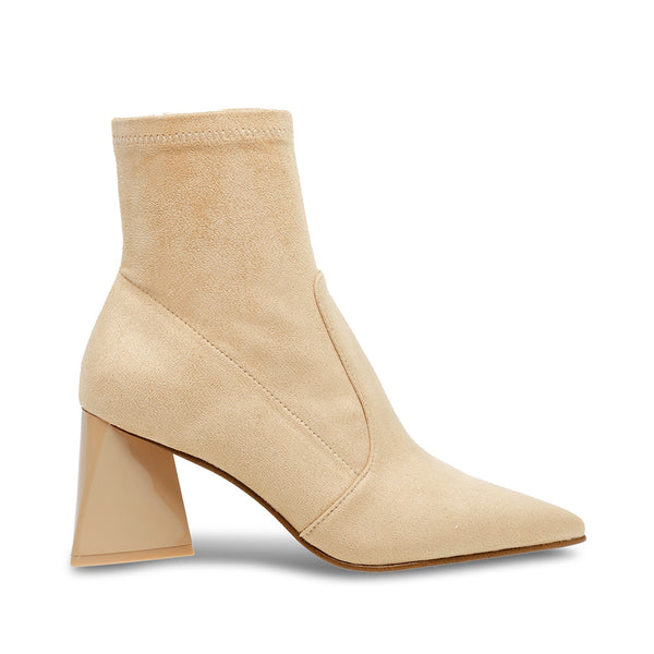 ENLIST Flannel Stitching Pointed Toe Sock Booties - Beige