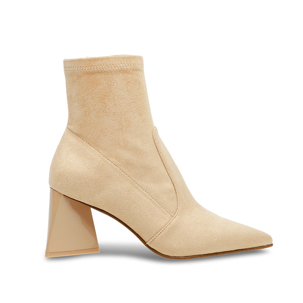 ENLIST Flannel Stitching Pointed Toe Sock Booties - Beige