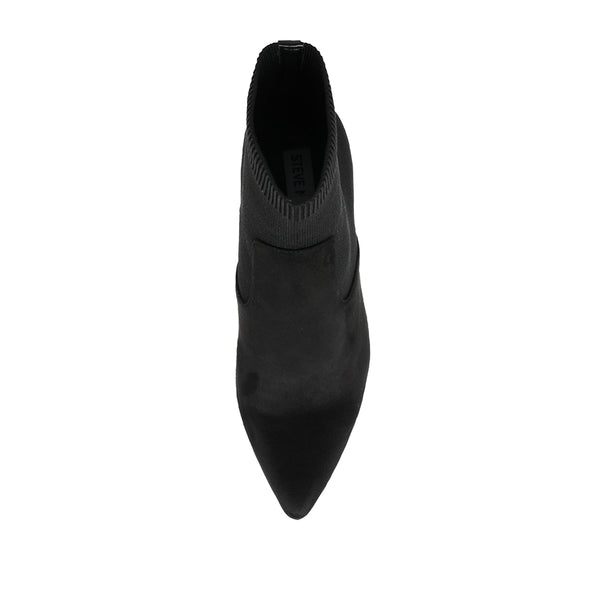 RAMP UP Suede Pointed Toe Block Heel Sock Boots - Black