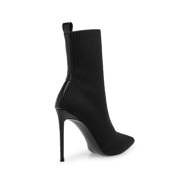 VOUCH Woven Pointed Toe Stiletto Sock Boots - Black